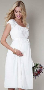 Beyaz kısa kol hamile elbisesi