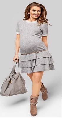 Gri modern hamile elbisesi modeli
