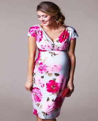 Pembe çiçekli hamile elbisesi 