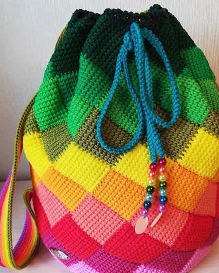 rengarenk örme yazlık çanta